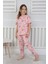 Kedi Baskılı Pembe Pamuk Kısa Kollu Kız Çocuk Pijama Takımı (3,4,5,6,7,8 Yaş) 1