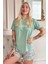 Mint Fabulous Desenli Kısa Kollu Şortlu Örme Kadın Pijama Takımı 1