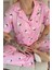 Açık Pembe Tavşan Desenli Bambu Önden Düğmeli Kısa Kol Pijama Takımı 5