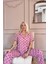 Pudra Royal Dots Desenli Bambu Önden Düğmeli Kısa Kol Pijama Takımı 2