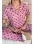 Pudra Royal Dots Desenli Bambu Önden Düğmeli Kısa Kol Pijama Takımı 4