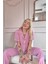 Pudra Sofistic Önden Düğmeli Kısa Kol Kadın Pijama Takımı 4