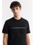 Erkek Siyah Bisiklet Yaka Baskılı Bi-Stretch İnterlok Regular Fit T-Shirt A51Y1002 2