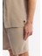 Erkek Bej Apaj Yaka Soft Touch Kısa Kol Oversize Fit Gömlek A51Y2006 7