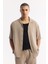 Erkek Bej Apaj Yaka Soft Touch Kısa Kol Oversize Fit Gömlek A51Y2006 3