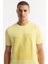 Erkek Sarı Bisiklet Yaka Enjeksiyon Baskılı İnterlok T-Shirt A51Y1072 2