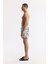 Erkek Ekru Hızlı Kuruyan Baskılı Çantalı Relaxed Fit Relaxed Fit Deniz Şortu A51Y3839 2