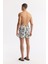 Erkek Ekru Hızlı Kuruyan Baskılı Çantalı Relaxed Fit Relaxed Fit Deniz Şortu A51Y3839 3