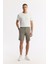 Erkek Haki Beli Lastikli Bi-Stretch Teknik Kumaş Relaxed Fit Şort A51Y3712 1