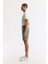 Erkek Haki Beli Lastikli Bi-Stretch Teknik Kumaş Relaxed Fit Şort A51Y3712 2