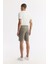 Erkek Haki Beli Lastikli Bi-Stretch Teknik Kumaş Relaxed Fit Şort A51Y3712 3