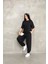Osy Modal Yumuşak Dokulu Kumaş Oversize Bisiklet Yaka T-Shirt Jogger Eşofman Altı Eşofman Takımı - Siyah 1