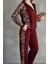 Osy Modal Yumuşak Dokulu Kumaş Kapüşonlu Leopar Desenli Fermuarlı Takım - Bordo 3