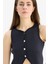 Regular Fit Bisiklet Yaka Düğmeli Siyah Triko Yelek E0990AX25SM 4