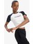 Defactofit Slim Fit Dar Kesim Bisiklet Yaka Slogan Baskılı Sporcu Ribana Kısa Kollu TIŞÖRT D9032AX25SP 4