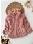 Kapüşonlu Peluş Kız Çocuk mont - Pembe 1