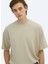 Bej Düz Bisiklet Yaka T-Shirt 4