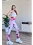 Spor Tayt Toparlayıcı Push-Up Arkası Brezilya Büzgülü Batik Desen Fuşya 1