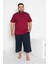 Erkek Büyük Beden 3 Düğme Pamuk Kısa Kol Cepli Kapri Bermuda Pijama Takımı 1