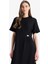 Regular Fit Bisiklet Yaka Basic Düz Bürümcük Kısa Kollu Midi Yazlık Elbise E7330AX25SM 4