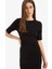 Bodycon Vücudu Saran Bisiklet Yaka Basic Düz Ribana Kısa Kollu Midi Elbise E6003AX25SP 5