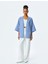 V Yaka Cep Detaylı Oversize Çizgili Kruvaze Kimono 2