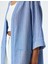 V Yaka Cep Detaylı Oversize Çizgili Kruvaze Kimono 5