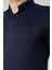 Erkek Desenli Yakalı Lacivert Tshirt 2