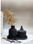 Şık Siyah Seramik Vazo ve Mumluk Seti - Modern ve Minimalist Dekorasyon 1