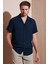 Keten Görünümlü Kısa Kollu Apaş Yaka Regular Fit Gömlek Erkek GÖMLEK CF23S116775 1