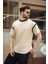 Bej Bisiklet Yaka Regular Fit Erkek T-Shirt E7126 1