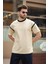 Bej Bisiklet Yaka Regular Fit Erkek T-Shirt E7126 2