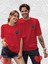 2li Çift Kombini Sevimli Pati Baskılı T-Shirt Unisex Salaş Oversize Boyfirend 1