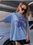 Kadın / Kız Mavi Oversize T-Shirt Dragon Baskılı 3