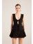 Kurdeleli Yüksek Bel Pilili Mini Elena Şort Etek Siyah 2