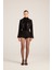 Yakası Saten Detaylı Camila Crop Blazer Ceket Siyah 1