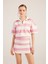 Polo Yaka Çizgili Mini Pamela Elbise Pembe 3