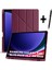 Samsung Galaxy Tab S9 Fe Plus 12.4 Kılıf Kalem Bölmeli Katlanabilir Standlı Silikon + Kalem SM-X610 Bordo 1