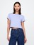 Kadın Mavi %100 Organik Pamuk Vintage Soft Crop T-Shirt 1