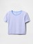 Kadın Mavi %100 Organik Pamuk Vintage Soft Crop T-Shirt 2