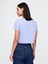 Kadın Mavi %100 Organik Pamuk Vintage Soft Crop T-Shirt 4