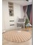 Bubble Yuvarlak Açık Bej Uzun Tüylü Yumuşak Peluş Kaymaz Yıkanabilir Salon Oturma Odası Balkon Halı 1