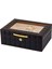 Deri Camlı Humidor Puro Kutusu Siyah 50s 1