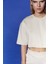 Ekru Basic Crop T-Shirt 3