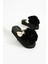 Siyah Güllü Platform Parmak Arası Acıtmaz Plaj Terlik Flip Flops 4