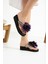 Mor Çiçekli Platform Parmak Arası Acıtmaz Plaj Terlik Flip Flops 1