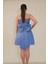 Kız Çocuk Abiye Kordon Taş Askılı Sunsihe Kumaş Indigo Mini Çan Elbise 10-15 Yaş 5