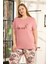 Kadın Inci Büyük Beden Kısa Kol Pudra Pijama Takım 0140 2