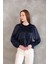 Yaka Biye Etek Büzgülü Tunik-Lacivert 3