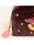 Delhı Nakışlı Büyük Boy Pamuk Pamuk Makyaj Çantası 23x15 Cm Bordo 4